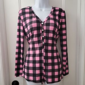 Fashion Nova Plaid PJ Romper Onesie